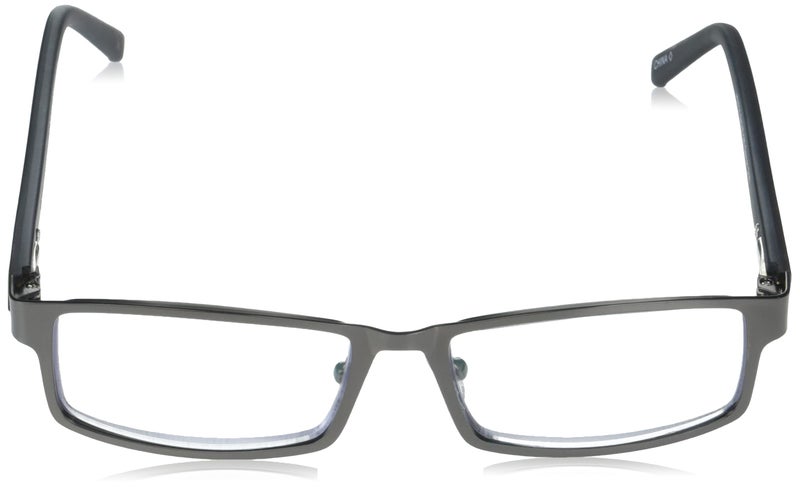 Foster Grant Men's Sawyer Multifocus Rectangular Reading Glasses, Matte Dark Gunmetal/Transparent, 54 mm + 1.5 - Image 2